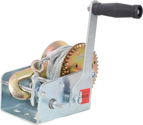 3500LBS Hand Winch,with 32.8FT Steel Cable,Galvanized Shell,4.1:2.4:1 Gear Ratio Portable Winch,Two-Way Ratchet,Manual Operated Hand Crank Winch for Trailer, Boat or ATV Towing in Saudi Arabia