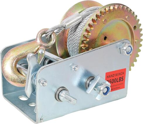 3500LBS Hand Winch,with 32.8FT Steel Cable,Galvanized Shell,4.1:2.4:1 Gear Ratio Portable Winch,Two-Way Ratchet,Manual Operated Hand Crank Winch for Trailer, Boat or ATV Towing in Saudi Arabia