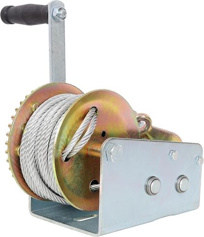 3500LBS Hand Winch,with 32.8FT Steel Cable,Galvanized Shell,4.1:2.4:1 Gear Ratio Portable Winch,Two-Way Ratchet,Manual Operated Hand Crank Winch for Trailer, Boat or ATV Towing in Saudi Arabia