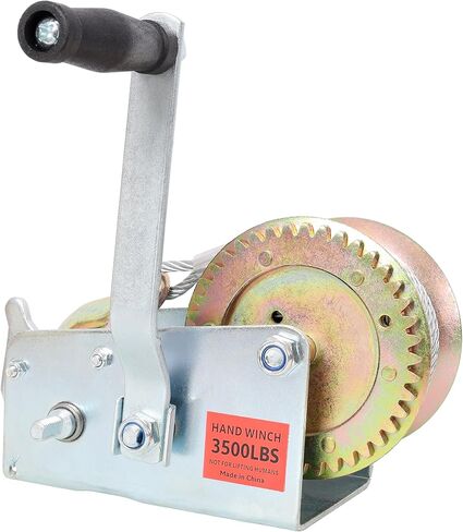 3500LBS Hand Winch,with 32.8FT Steel Cable,Galvanized Shell,4.1:2.4:1 Gear Ratio Portable Winch,Two-Way Ratchet,Manual Operated Hand Crank Winch for Trailer, Boat or ATV Towing in Saudi Arabia