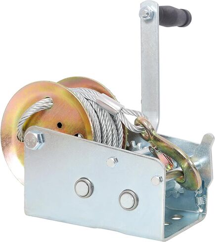 3500LBS Hand Winch,with 32.8FT Steel Cable,Galvanized Shell,4.1:2.4:1 Gear Ratio Portable Winch,Two-Way Ratchet,Manual Operated Hand Crank Winch for Trailer, Boat or ATV Towing in Saudi Arabia