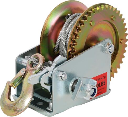 1200LBS Hand Winch,with 32.8FT Steel Cable,Galvanized Shell,4.1:1 Gear Ratio Portable Winch,Two-Way Ratchet,Manual Operated Hand Crank Winch for Trailer, Boat or ATV Towing in Saudi Arabia