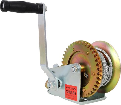 1200LBS Hand Winch,with 32.8FT Steel Cable,Galvanized Shell,4.1:1 Gear Ratio Portable Winch,Two-Way Ratchet,Manual Operated Hand Crank Winch for Trailer, Boat or ATV Towing in Saudi Arabia