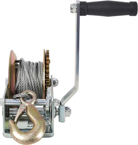 1200LBS Hand Winch,with 32.8FT Steel Cable,Galvanized Shell,4.1:1 Gear Ratio Portable Winch,Two-Way Ratchet,Manual Operated Hand Crank Winch for Trailer, Boat or ATV Towing in Saudi Arabia