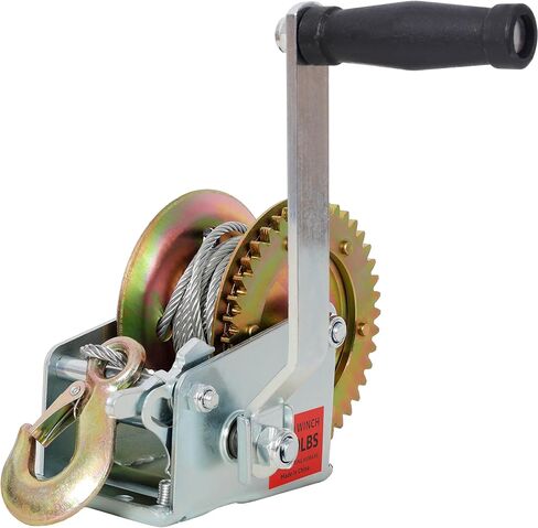 1600LBS Hand Winch,with 32.8FT Steel Cable,Galvanized Shell,4.1:1 Gear Ratio Portable Winch,Two-Way Ratchet,Manual Operated Hand Crank Winch for Trailer, Boat or ATV Towing in Saudi Arabia