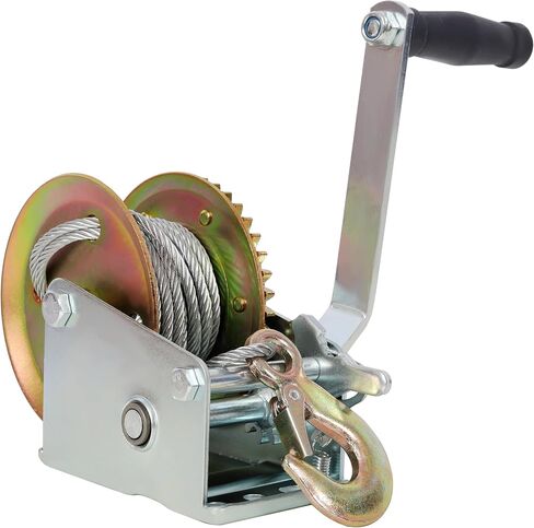 1600LBS Hand Winch,with 32.8FT Steel Cable,Galvanized Shell,4.1:1 Gear Ratio Portable Winch,Two-Way Ratchet,Manual Operated Hand Crank Winch for Trailer, Boat or ATV Towing in Saudi Arabia