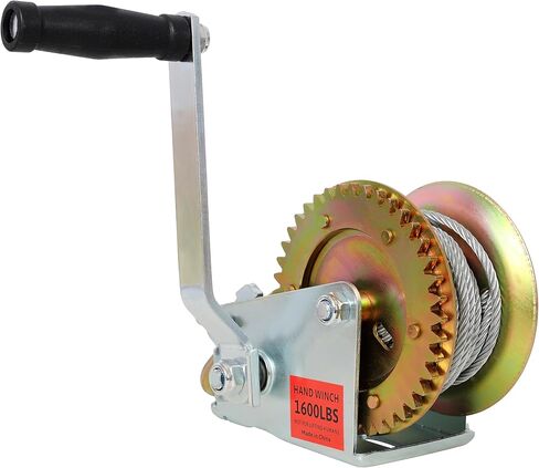 1600LBS Hand Winch,with 32.8FT Steel Cable,Galvanized Shell,4.1:1 Gear Ratio Portable Winch,Two-Way Ratchet,Manual Operated Hand Crank Winch for Trailer, Boat or ATV Towing in Saudi Arabia