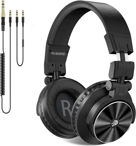 Pupgsis Wired Over Ear Headphones: Studio Monitor Headphones - Professional 40KHz HI -RES DJ Stereo Headphones - 1/4 to 3.5mm Audio Jack للتسجيل والخلط والبودكاست والغيتار والبيانو in Kuwait