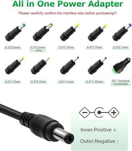 12 فولت DC محول إمداد الطاقة 5A 60W AC/DC الشاحن سدادات الجدار AC 100V-240V إلى DC 12V بديلة سلك الطاقة 5A 4A 3A 2A 1A 0.5A لضوء LED BT SPEAKER GPS WebCAM مع 10TIPS 4.9FT in Kuwait