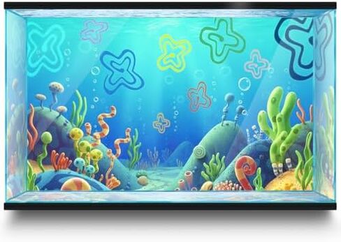Aquarium Background Stickers for 5-9 Gallon Tanks, Cartoon Underwater Self-Adhesive Fish Tank Reptile Terrarium Decor Poster (16 x 12inches / (41 x 31 cm)) in Saudi Arabia