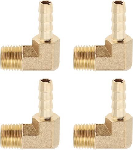 4 pcs Brass Hose Barb Fitting, 1/4 inch Barb x 1/4 inch NPT Male 90 Degree Elbow Barbed Hose Fitting in Kuwait