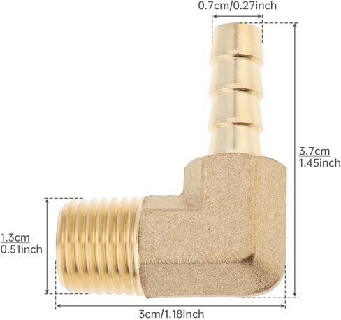 4 pcs Brass Hose Barb Fitting, 1/4 inch Barb x 1/4 inch NPT Male 90 Degree Elbow Barbed Hose Fitting in Kuwait