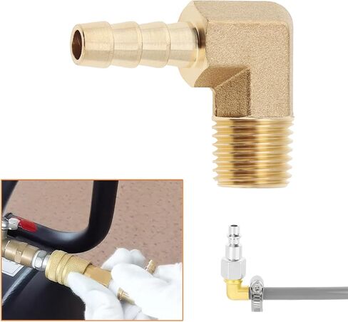 4 pcs Brass Hose Barb Fitting, 1/4 inch Barb x 1/4 inch NPT Male 90 Degree Elbow Barbed Hose Fitting in Kuwait