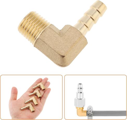 4 pcs Brass Hose Barb Fitting, 1/4 inch Barb x 1/4 inch NPT Male 90 Degree Elbow Barbed Hose Fitting in Kuwait