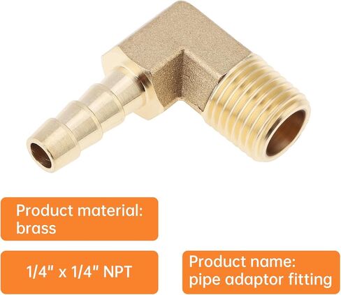 4 pcs Brass Hose Barb Fitting, 1/4 inch Barb x 1/4 inch NPT Male 90 Degree Elbow Barbed Hose Fitting in Kuwait