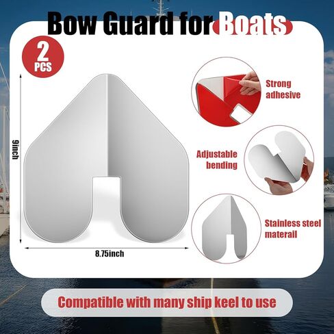 2 Pcs Bow&6 feet Keel Guard Kit for Fiberglass Boats Stainless Steel Boat Bow Protector Notched Self-Adhesive DIY Hull Keel Protector Guard Shield for Ships from Wear and Scratches in Kuwait