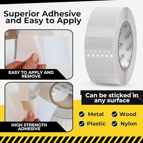 DOT C2 شريط عاكس للسلامة 2 بوصة × 35 قدم - شريط واضح مقاوم للماء في الهواء الطلق - شريط عاكس فضي للمقطورات والمركبات والقوارب - أمان عاكس قوي لعلامات التحذير التحذيرية in Kuwait