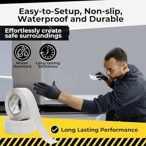 DOT C2 شريط عاكس للسلامة 2 بوصة × 35 قدم - شريط واضح مقاوم للماء في الهواء الطلق - شريط عاكس فضي للمقطورات والمركبات والقوارب - أمان عاكس قوي لعلامات التحذير التحذيرية in Kuwait