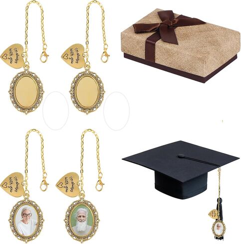 Bylion Class of 2024 Graduation Cap Photo Charm Antique Photo Charms I Always with You Memorial Ceremony College Gift DIY Grad Photo Chain with Glass Wear on Cap in Memory for Graduation in Saudi Arabia