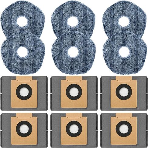 12 Pack Dust Bags Mop Pads Replacement Parts for eufy X10 Pro Omni Accessories Robot Vacuum Cleaner, Robot Vacuum Replacement Accessories with 6 Mop Pads, 6 Dust Bags in Kuwait