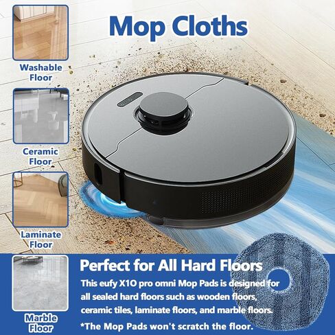 12 Pack Dust Bags Mop Pads Replacement Parts for eufy X10 Pro Omni Accessories Robot Vacuum Cleaner, Robot Vacuum Replacement Accessories with 6 Mop Pads, 6 Dust Bags in Kuwait
