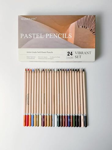 أقلام الباستيل الناعمة 24 ألوان رسم نابض بالحياة مجموعة القلم الرصاص المحترفة باستيل فني لوازم الرسم الرسم (بني) in Kuwait