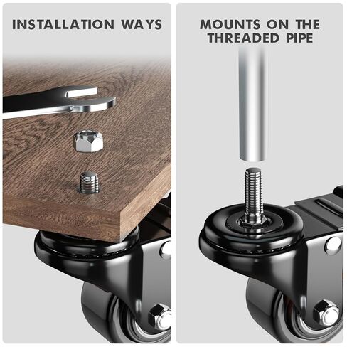 عجلات جذعية مقاس 2 بوصة 600 رطل، مجموعة عجلات جذعية ملولبة مكونة من 4 قطع شديدة التحمل، 1/4 بوصة - 20 × 1 (قطر المسمار 1/4 بوصة، طول الجذع 1 بوصة)، عجلات صناعية آمنة مزدوجة القفل، عجلات للعربة والأثاث in Kuwait