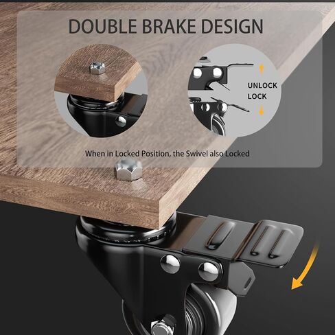عجلات جذعية مقاس 2 بوصة 600 رطل، مجموعة عجلات جذعية ملولبة مكونة من 4 قطع شديدة التحمل، 1/4 بوصة - 20 × 1 (قطر المسمار 1/4 بوصة، طول الجذع 1 بوصة)، عجلات صناعية آمنة مزدوجة القفل، عجلات للعربة والأثاث in Kuwait