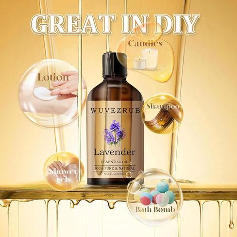 زيت اللافندر العطري - حجم كبير 5 أونصة سائلة، زيوت عطرية نقية وطبيعية 100% للناشر والعلاج العطري وصناعة الصابون والشموع، زيت اللافندر عالي الجودة - 150 مل in Kuwait