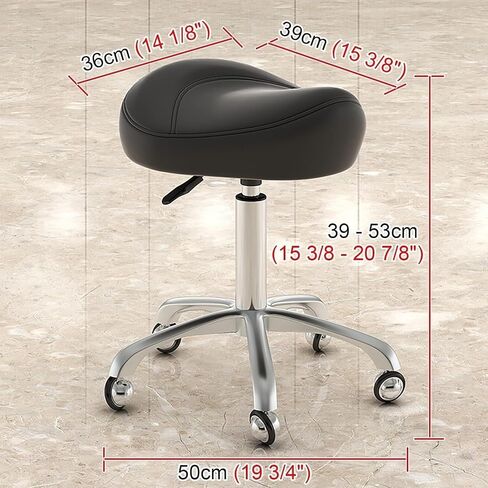 مقعد سرج كرسي دوار 360 درجة، مقعد مكتب طبي مريح لاستخدام الأسنان والسبا والوشم - ارتفاع قابل للتعديل، تصميم مريح، سعة وزن 220 رطل (أسود) in Kuwait