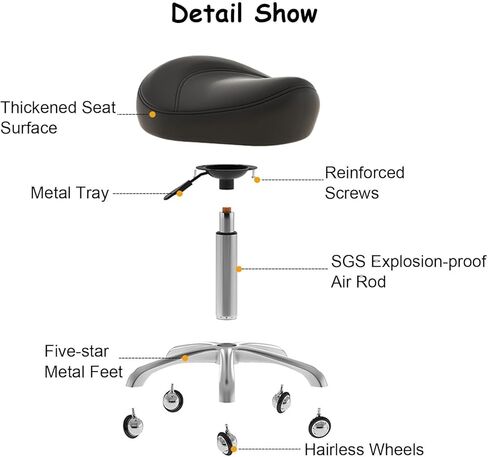 مقعد سرج كرسي دوار 360 درجة، مقعد مكتب طبي مريح لاستخدام الأسنان والسبا والوشم - ارتفاع قابل للتعديل، تصميم مريح، سعة وزن 220 رطل (أسود) in Kuwait