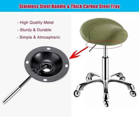 كرسي سرج هيدروليكي لأخصائي صحة الأسنان، مقعد دوار قابل للتعديل للاستخدام في المكتب المنزلي والمختبر والتجميل والوشم - مريح من الجلد، سهل التجميع، سعة وزن 200 كجم (أخضر) in Kuwait