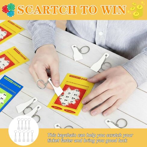 50 Pcs Lottery Scratcher Tool Plastic Scraper Tool Keychain Scoop Shape Lotto Scratcher Keyring Gambler Lucky Gift for Lottery Tickets Stickers Labels Films Sublimation Multifunction in Saudi Arabia