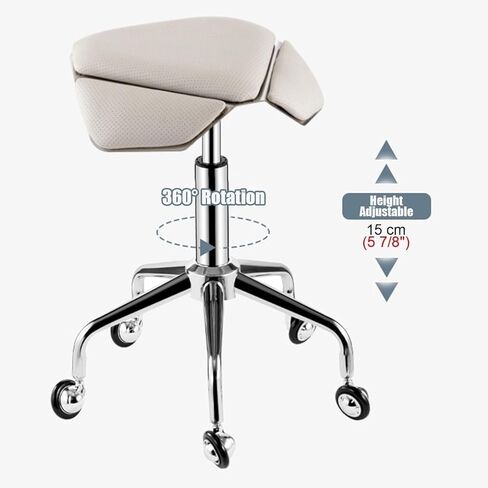 كرسي سرج مريح لأخصائي صحة الأسنان والمكتب، مقعد دوار بارتفاع قابل للتعديل مع وسادة، وضعية صحية مريحة للجلوس لساعات طويلة (أبيض) in Kuwait