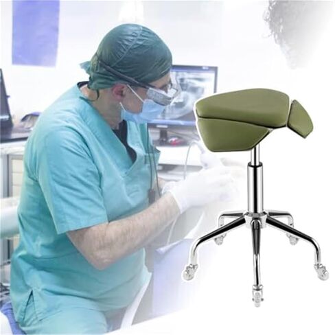 كرسي سرج مريح لأخصائي صحة الأسنان والمكتب، مقعد دوار بارتفاع قابل للتعديل مع وسادة، وضعية صحية مريحة للجلوس لساعات طويلة (أبيض) in Kuwait