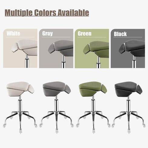 كرسي سرج مريح لأخصائي صحة الأسنان والمكتب، مقعد دوار بارتفاع قابل للتعديل مع وسادة، وضعية صحية مريحة للجلوس لساعات طويلة (أبيض) in Kuwait