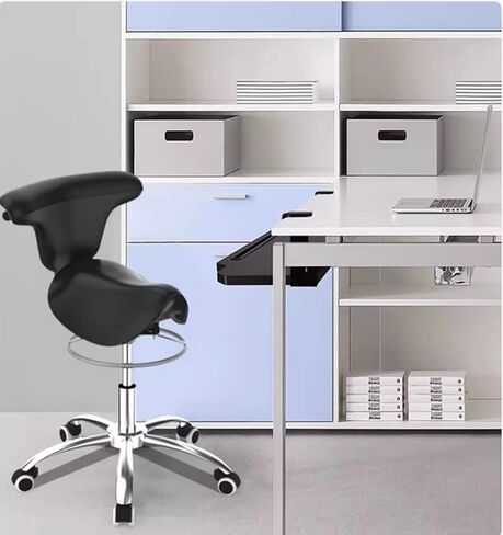 مقعد دوار للأسنان عالي التحمل مع دعم للظهر، كرسي هيدروليكي طبي قابل للتعديل، عجلات دوارة 360 درجة، مكتب منزلي مريح بسعة 440 رطل كحد أقصى (Blcak) in Kuwait