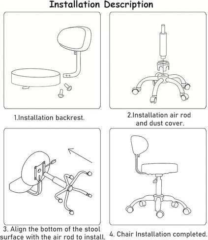 كرسي سرج مريح مع دعم للظهر، دوار بارتفاع قابل للتعديل لأخصائي صحة الأسنان، المطبخ، المتجر، استخدام المكتب والمستشفى، أقصى حمولة 120 كجم (أسود) in Kuwait