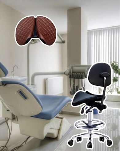 كرسي سرج لمكتب الأسنان، مقعد متحرك قابل للتعديل مع تصميم مريح، مطبخ بارتفاع دوار، مستشفى، ودعم وضعية الجسم (77) in Kuwait