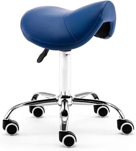 كرسي سرج مريح، دوار قابل للتعديل مع مقعد من جلد البولي يوريثان، عجلات 360 درجة، لمتخصصي طب الأسنان والوشم والتجميل والتدليك - أرجواني، سعة وزن 200 كجم (أزرق) in Kuwait