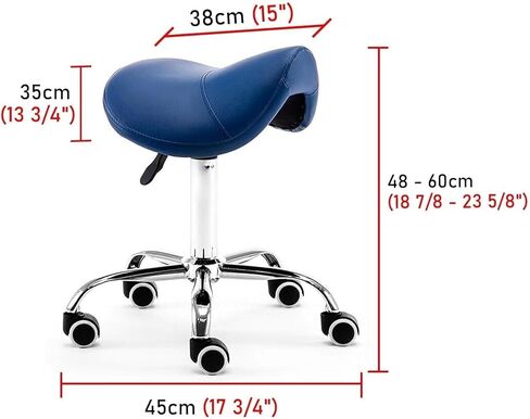 كرسي سرج مريح، دوار قابل للتعديل مع مقعد من جلد البولي يوريثان، عجلات 360 درجة، لمتخصصي طب الأسنان والوشم والتجميل والتدليك - أرجواني، سعة وزن 200 كجم (أزرق) in Kuwait