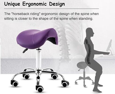 مقعد سرج مريح لمكتب الأسنان، كرسي دوار قابل للتعديل مع وشم مقعد من جلد البولي يوريثان، متخصصون في التجميل والتدليك والطب - سعة وزن 441 رطل، سهولة الحركة in Kuwait