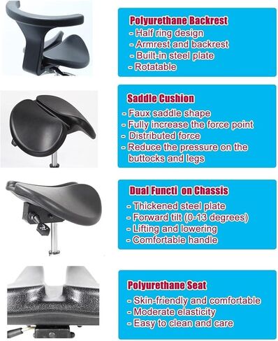 كرسي دوار مريح بمقعد منفصل مع دعم للظهر، مقعد طبي بارتفاع قابل للتعديل، عجلات دوارة 360 درجة، خيارات إمالة، مثالي لمكتب الأسنان، والمنتجعات الصحية، والمنزل، واستخدام العيادة (48-60 سم (18 7 in Kuwait