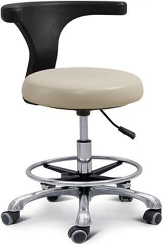 مقعد مساعد طبيب الأسنان مع مسند ذراع يدور 360 درجة، كرسي سرج من جلد البولي يوريثان، ارتفاع طبي مريح قابل للتعديل للصالون والعيادة والاستخدام المكتبي in Kuwait