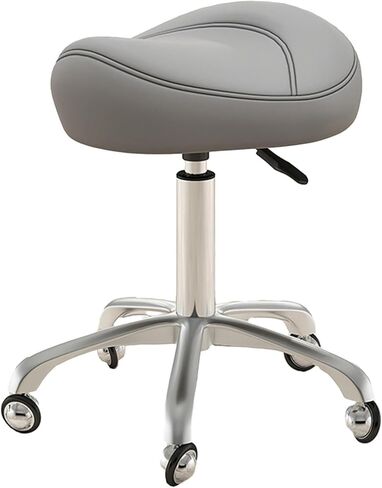كرسي سرج لمكتب الأسنان، مقعد مريح دوّار 360 درجة مع ارتفاع قابل للتعديل، وشم مقعد من جلد البولي يوريثان، منتجع صحي، استخدام طبي - سعة وزن 220 رطل (رمادي) in Kuwait