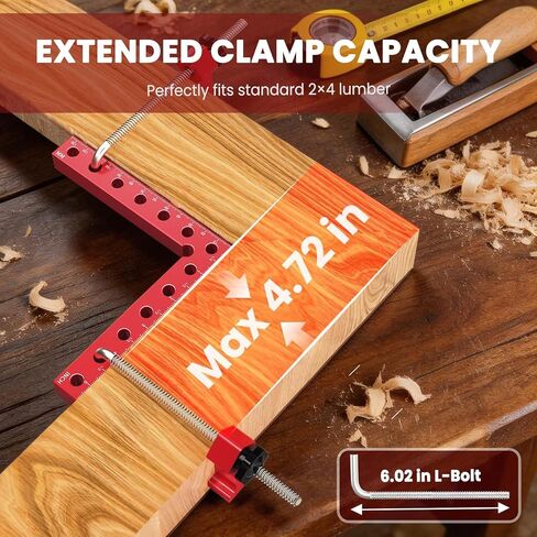 WETOLS Corner Clamps for Woodworking, 4Pcs 5.5" Aluminum Alloy Right Angle Clamp, Positioning Squares with 6-Sided Scales and Storage Case, 90 Degree Clamp for Cabinets, Drawers, Shelves, Frames in Kuwait