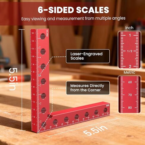 WETOLS Corner Clamps for Woodworking, 4Pcs 5.5" Aluminum Alloy Right Angle Clamp, Positioning Squares with 6-Sided Scales and Storage Case, 90 Degree Clamp for Cabinets, Drawers, Shelves, Frames in Kuwait