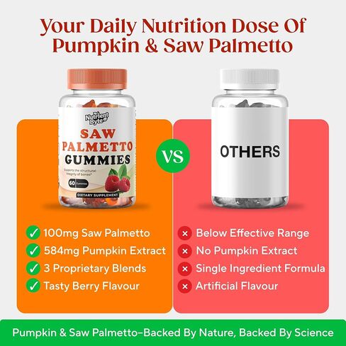 Saw Palmetto Gummies for Hair Growth & Hormone Balance – Vegan DHT Blocker for Women & Men, Supports Prostate Health, PCOS & Testosterone Wellness – Gluten-Free Herbal Supplement – 300mg Extract in Saudi Arabia