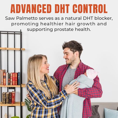 Saw Palmetto Gummies for Hair Growth & Hormone Balance – Vegan DHT Blocker for Women & Men, Supports Prostate Health, PCOS & Testosterone Wellness – Gluten-Free Herbal Supplement – 300mg Extract in Saudi Arabia