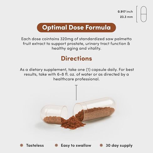 Vital Peak® Saw Palmetto Peak 320 مجم - مكمل عشبي لنمو الشعر وصحة المسالك البولية - نباتي، خالي من الغلوتين، خالي من منتجات الألبان، غير معدل وراثيًا - 30 كبسولة in Kuwait
